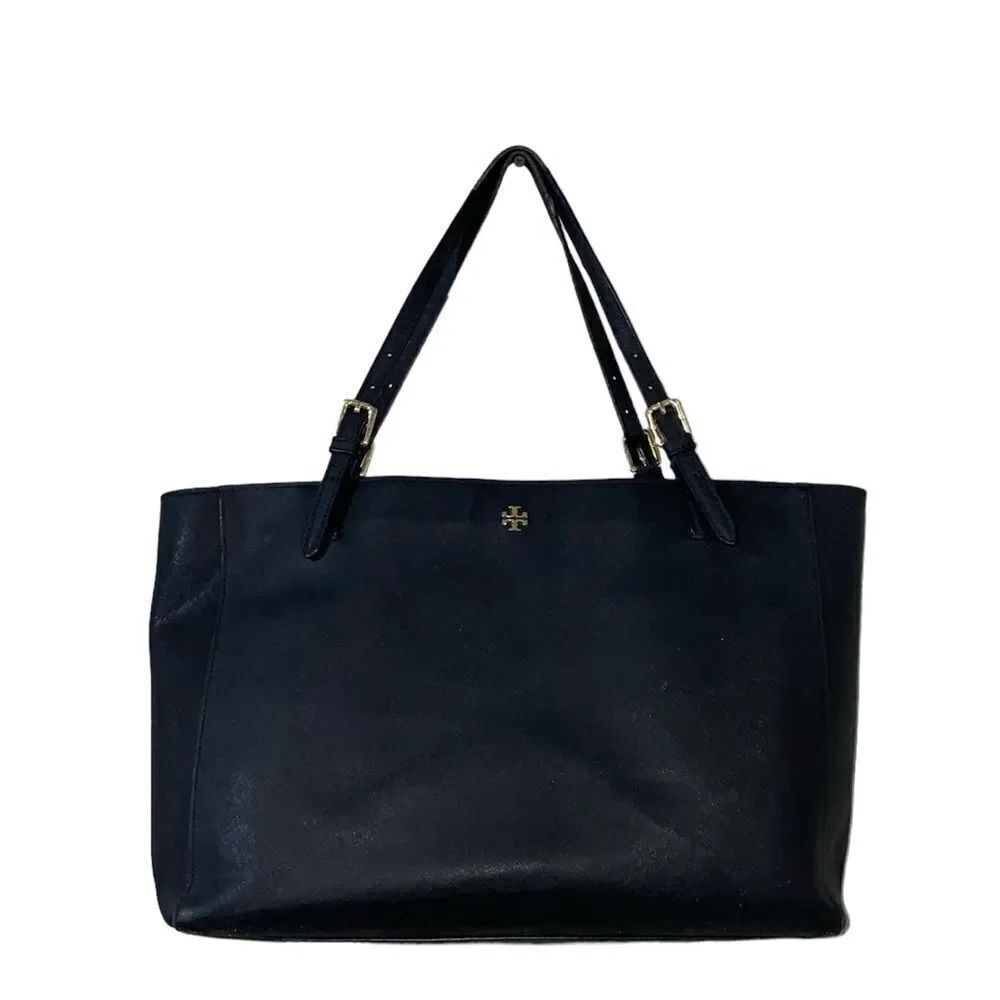 Tory Burch black saffiano Leather Robinson Tote